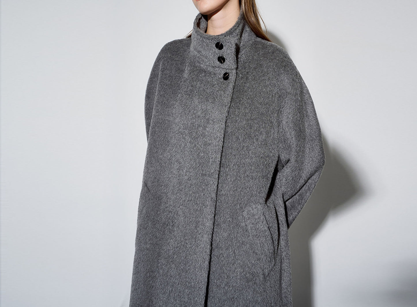 edoa Suri Alpaca Funnel Neck Cocoon Coat 