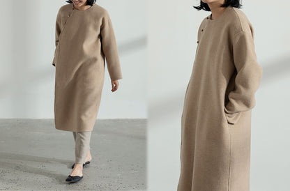 edoa Double Faced Wool Qipao Coat 