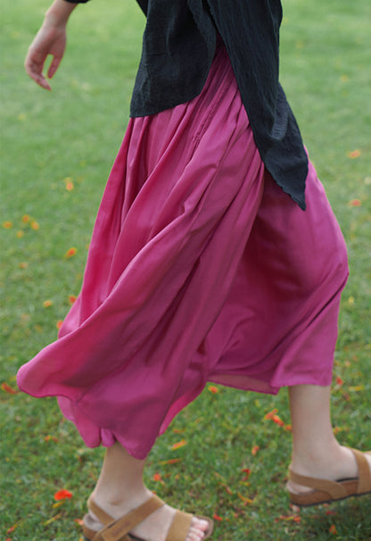 edoa Double Layer Silk Habotai A Line Skirt
