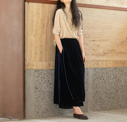 edoa Silk Velvet Apron Pants