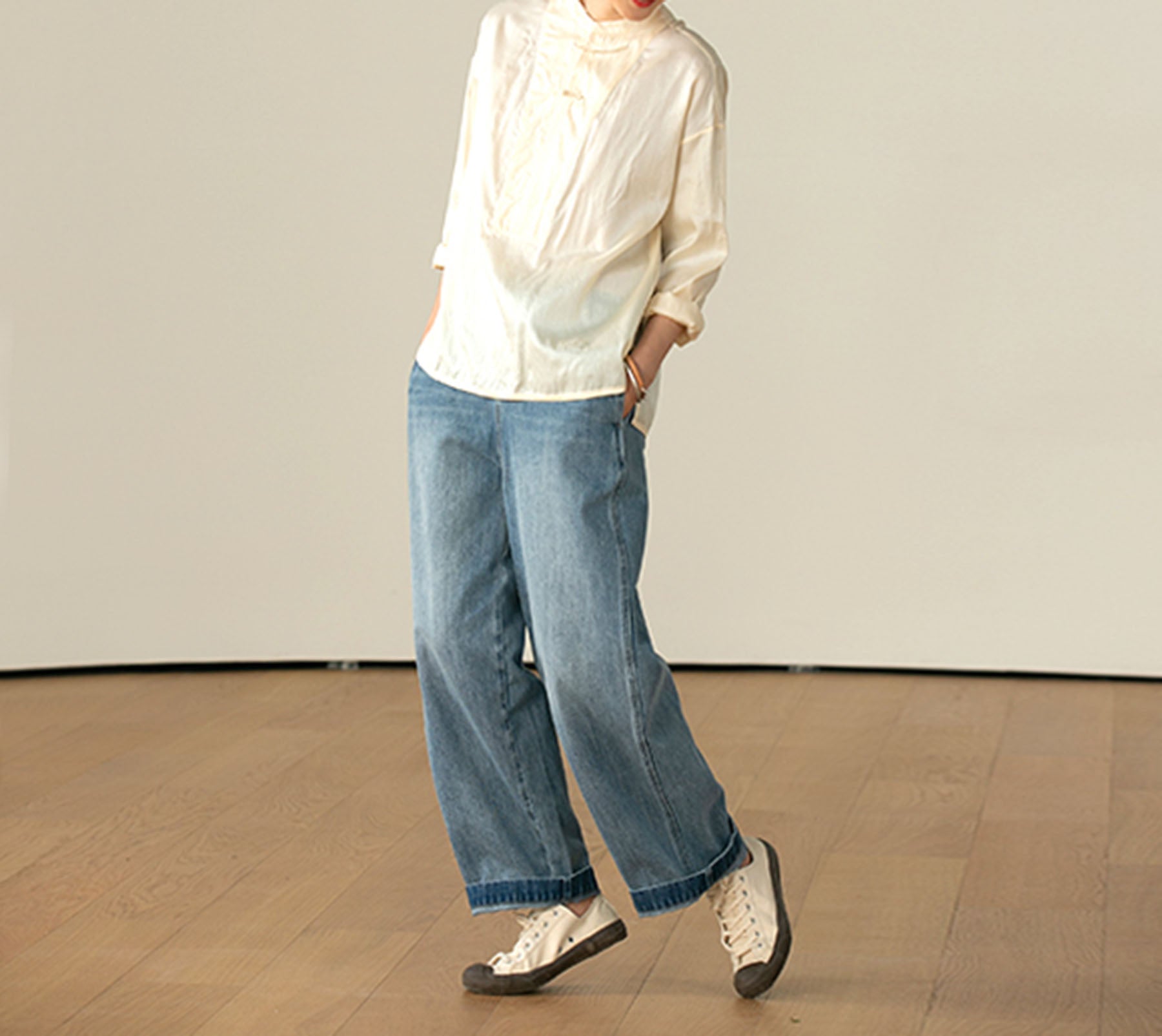 edoa Dupioni Tussah Silk Chinese Blouse