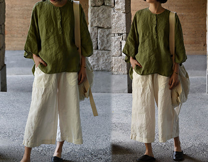 edoa Oversized Loose Linen Tunic