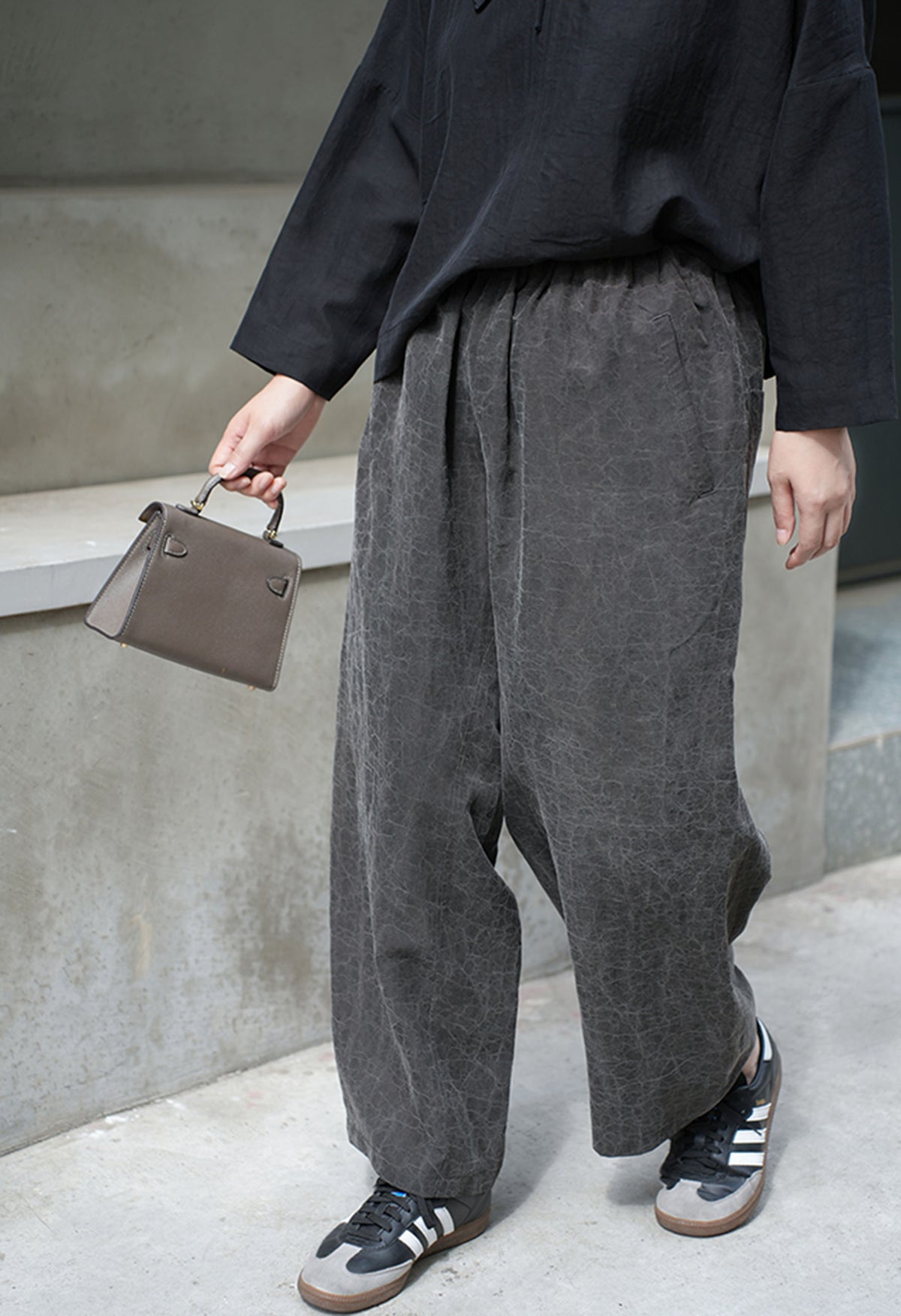 edoa Cracked Mud Silk Wide-leg Pants