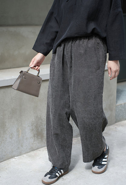edoa Cracked Mud Silk Wide-leg Pants