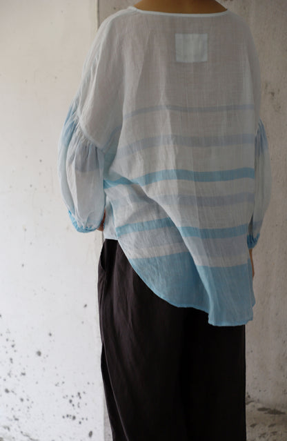 edoa Loose Stripe Ramie Top