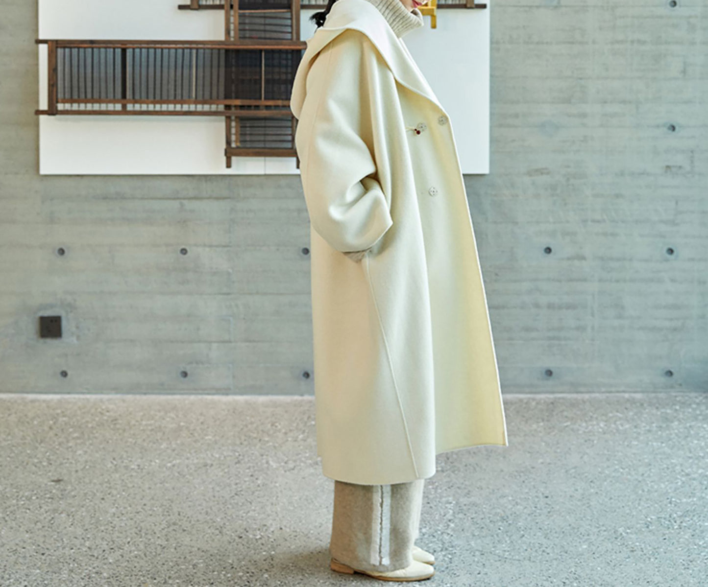 edoa Double Faced Wool Hooded Coat