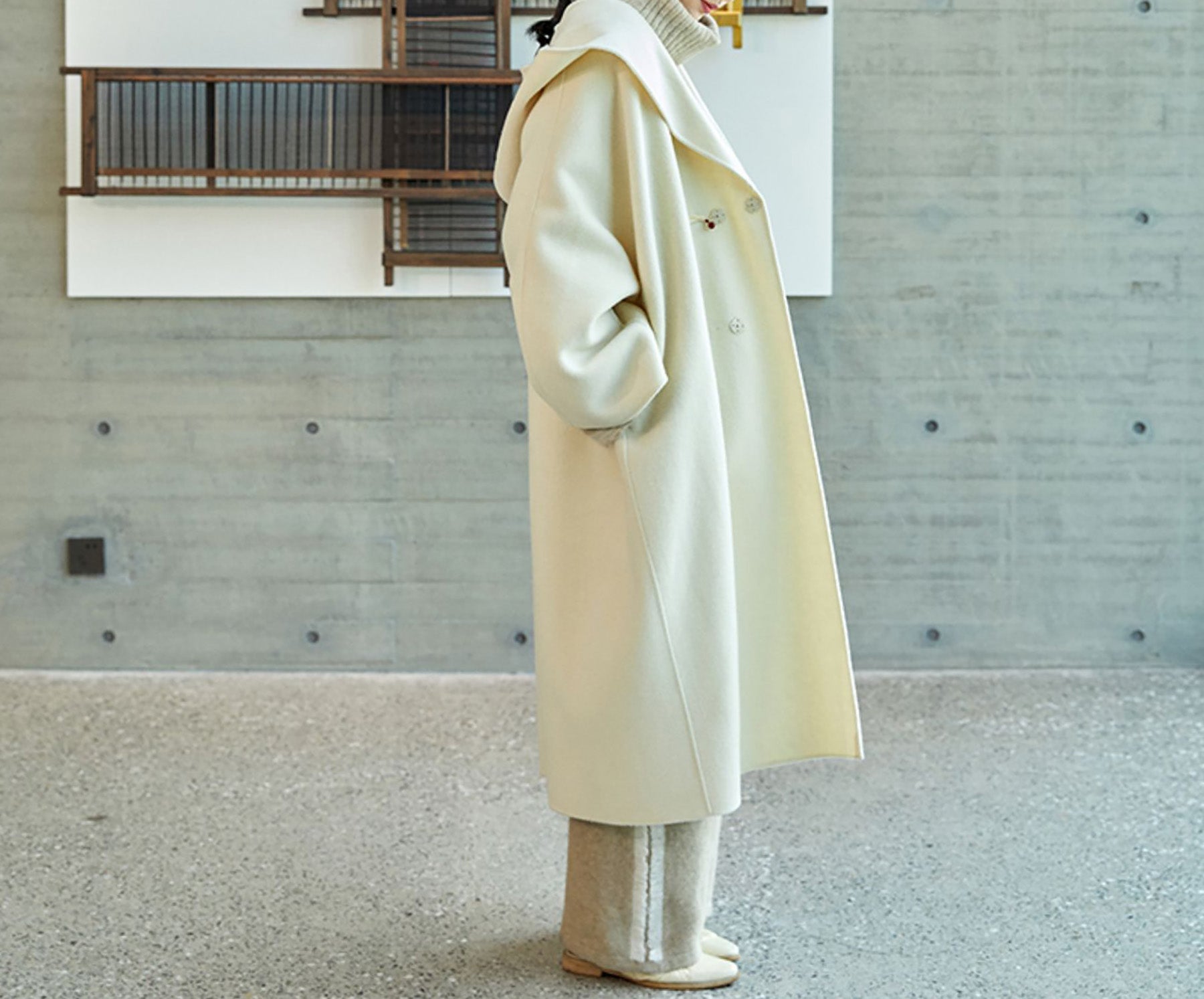 edoa Double Faced Wool Hooded Coat