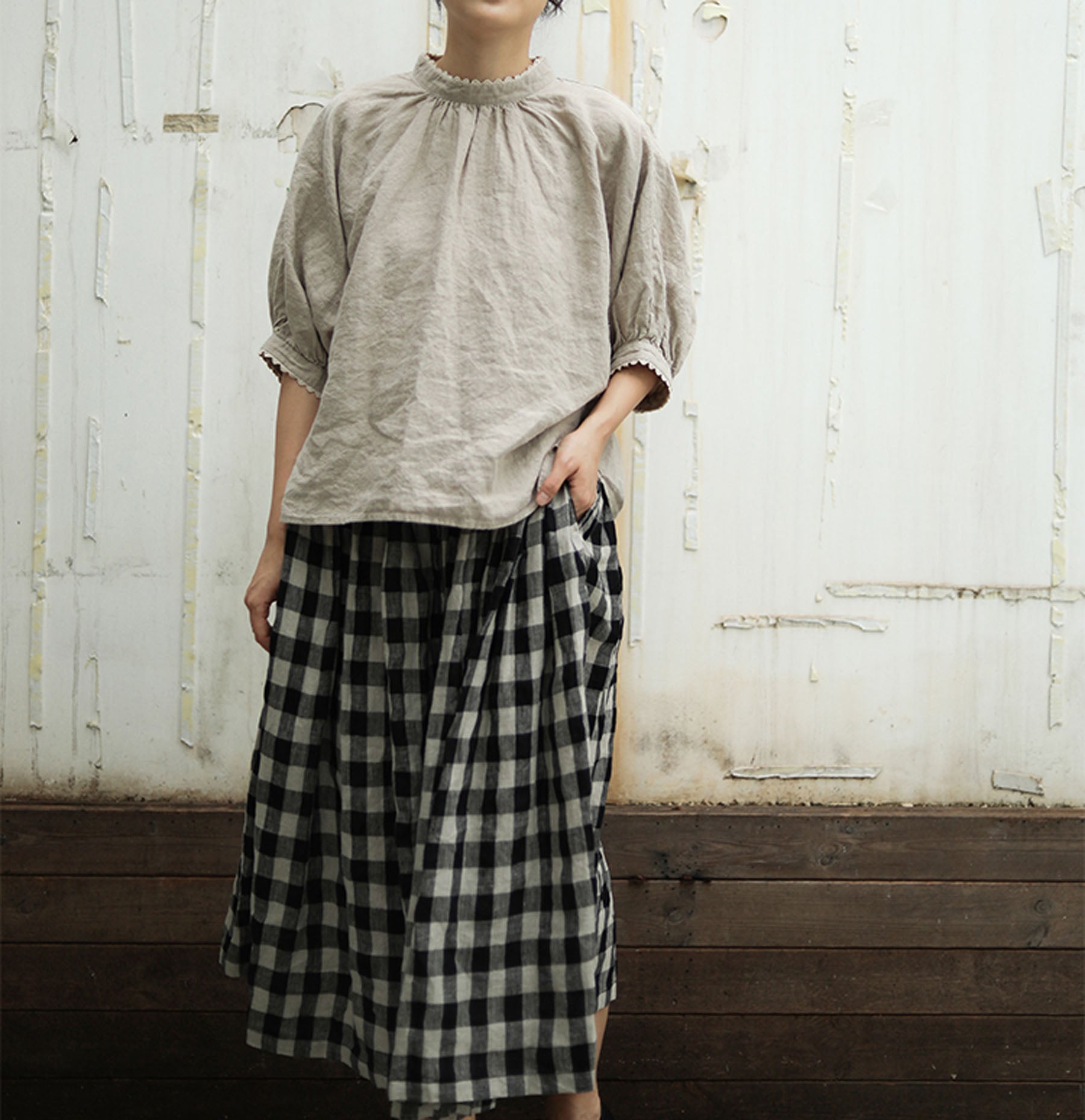 edoa Half Sleeve French Linen T Shirt