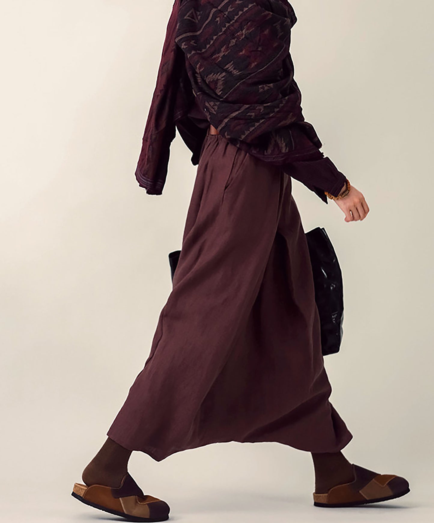 edoa Loose Drop Crotch Heavy Weight Linen Harem Pants