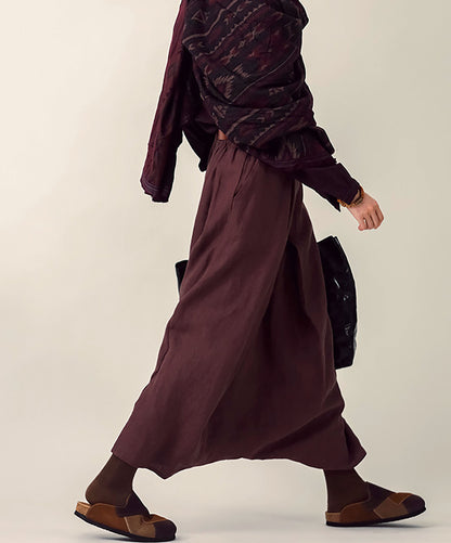 edoa Loose Drop Crotch Heavy Weight Linen Harem Pants