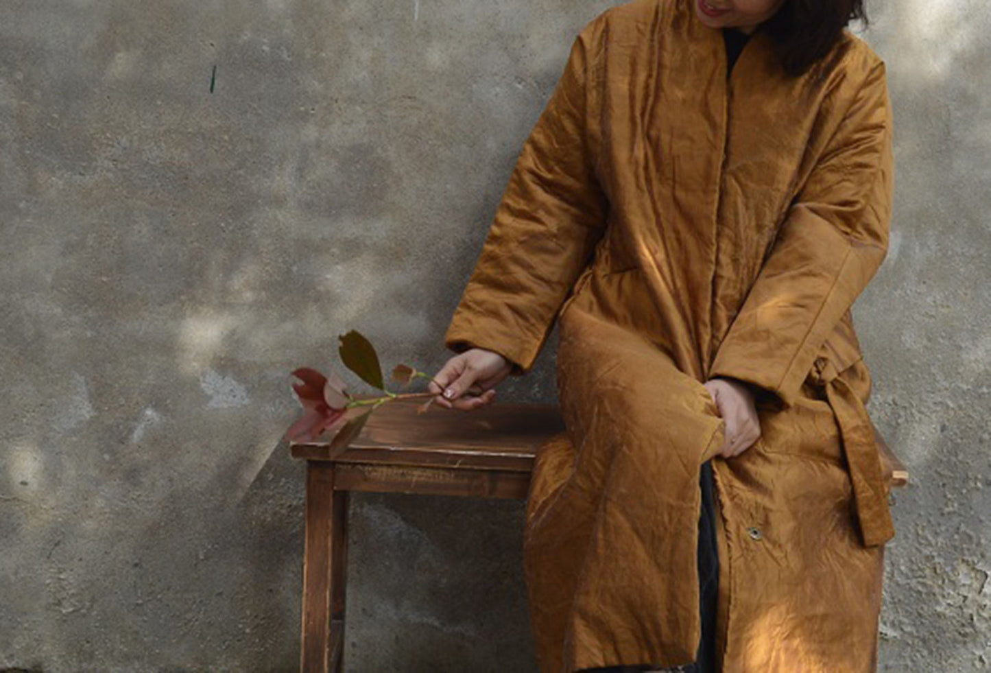 edoa Distressed Dupioni Silk Quilted Coat