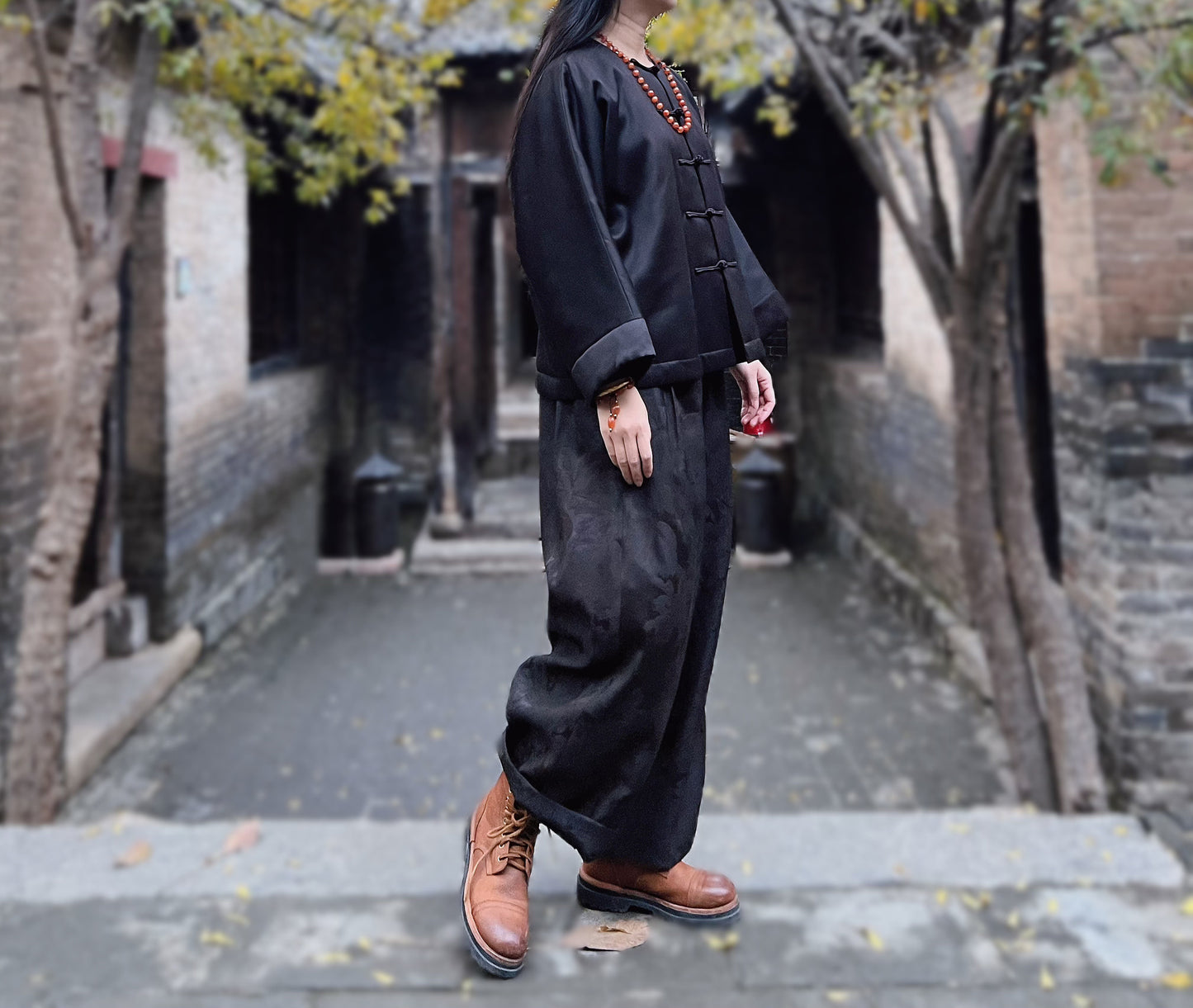 edoa Luxury Mud Silk Charmeuse Padded Chinese Jacket