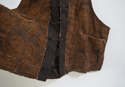 Reversible Mud Silk Linen Blend Jacquard Chinese Vest to0167 A622