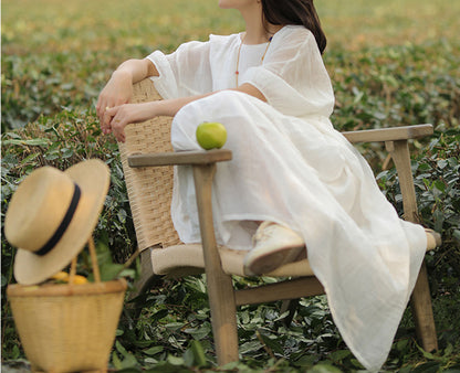 edoa High Counted Crinkled Ramie Dress 