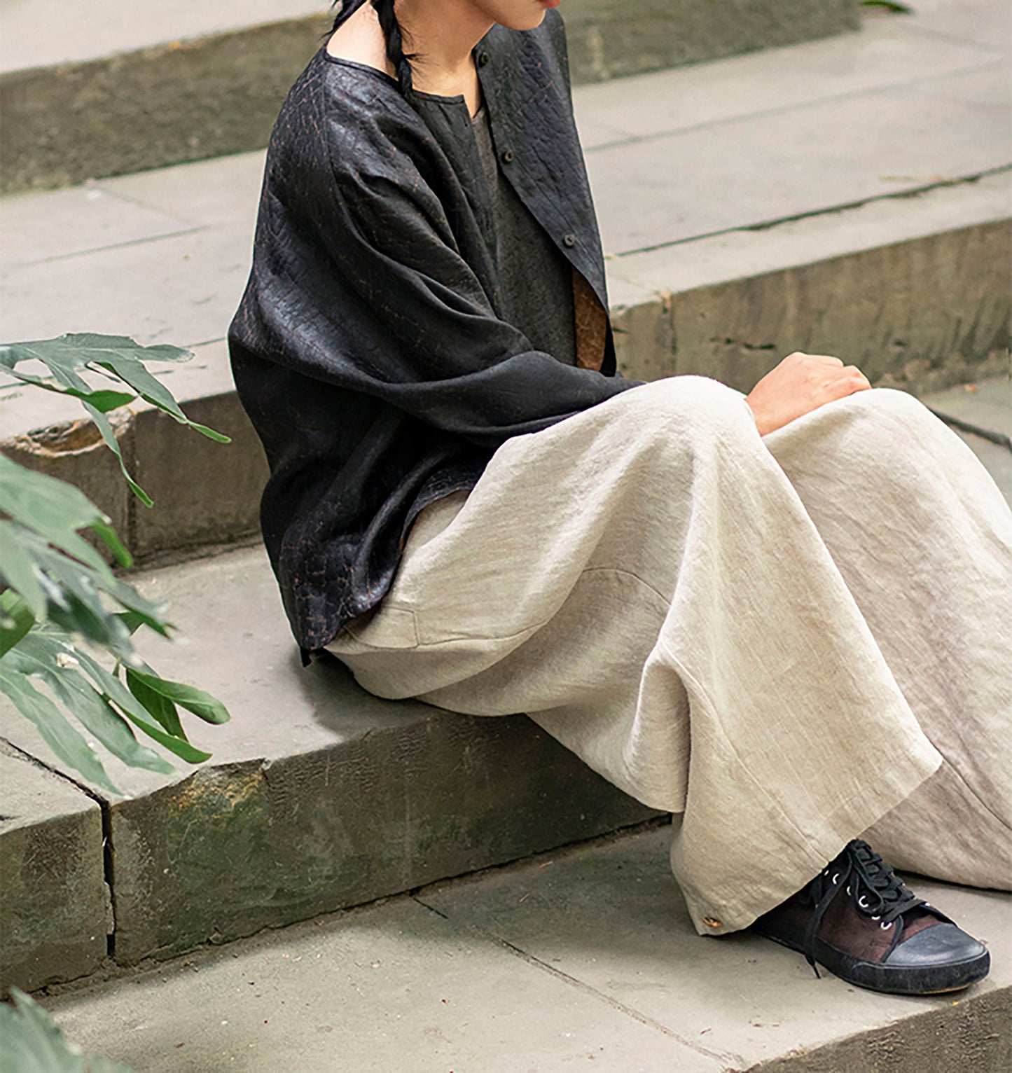 edoa Cracked Mud Silk Over Shirt