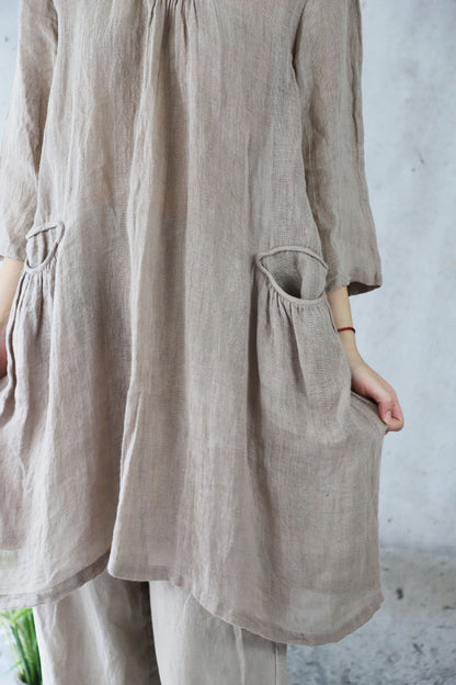 edoa Flare sleeves Linen Gauze Blouse