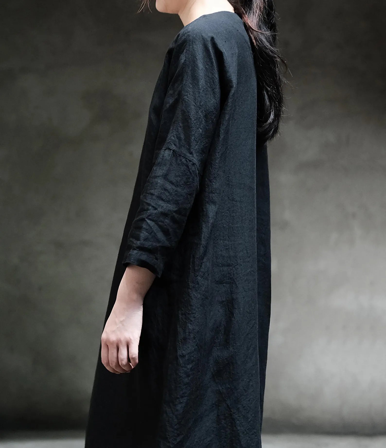 edoa Linen Tie-back Pullover Kaftan Dress