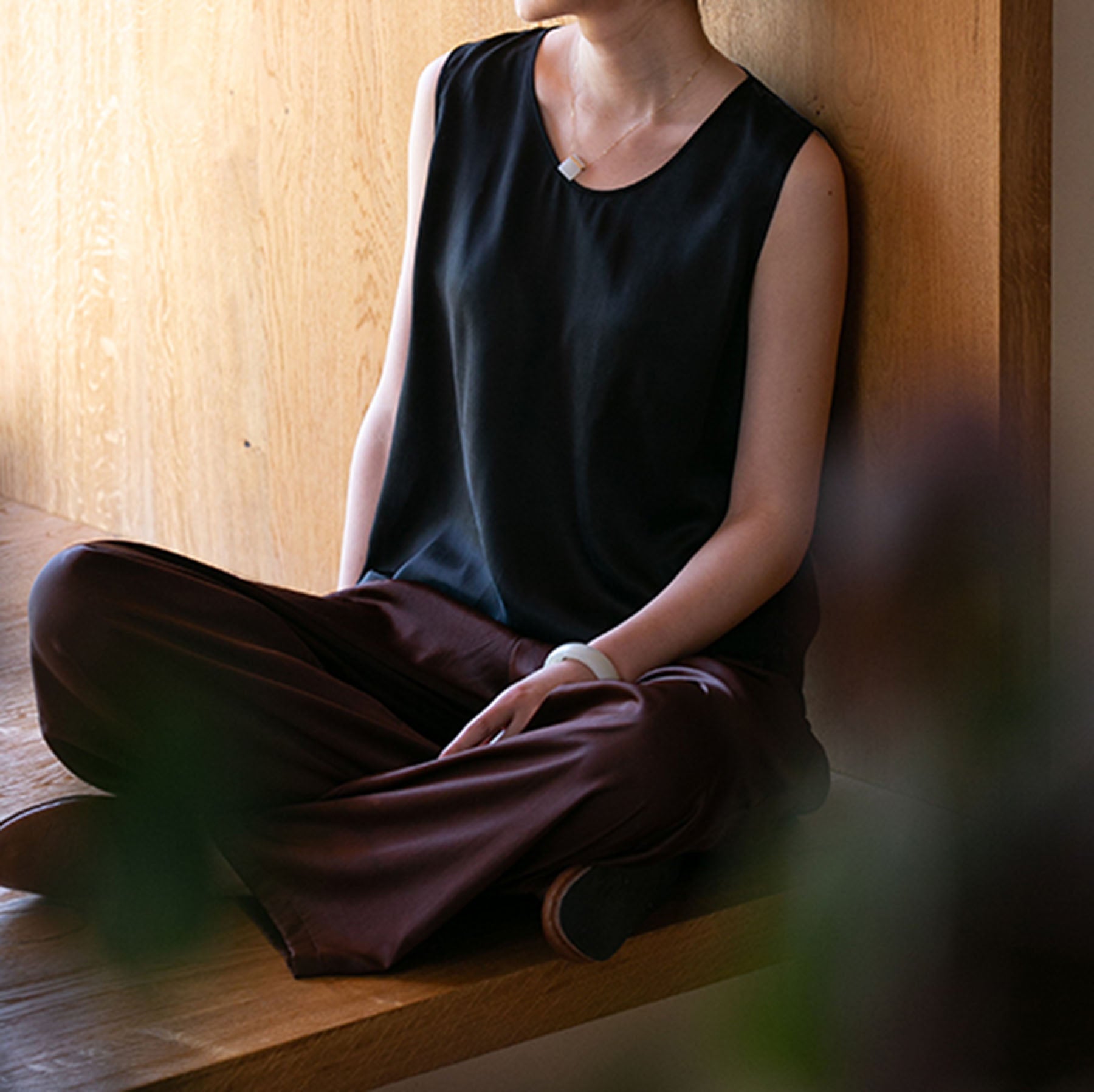 edoa Pure Silk Satin Tank Top