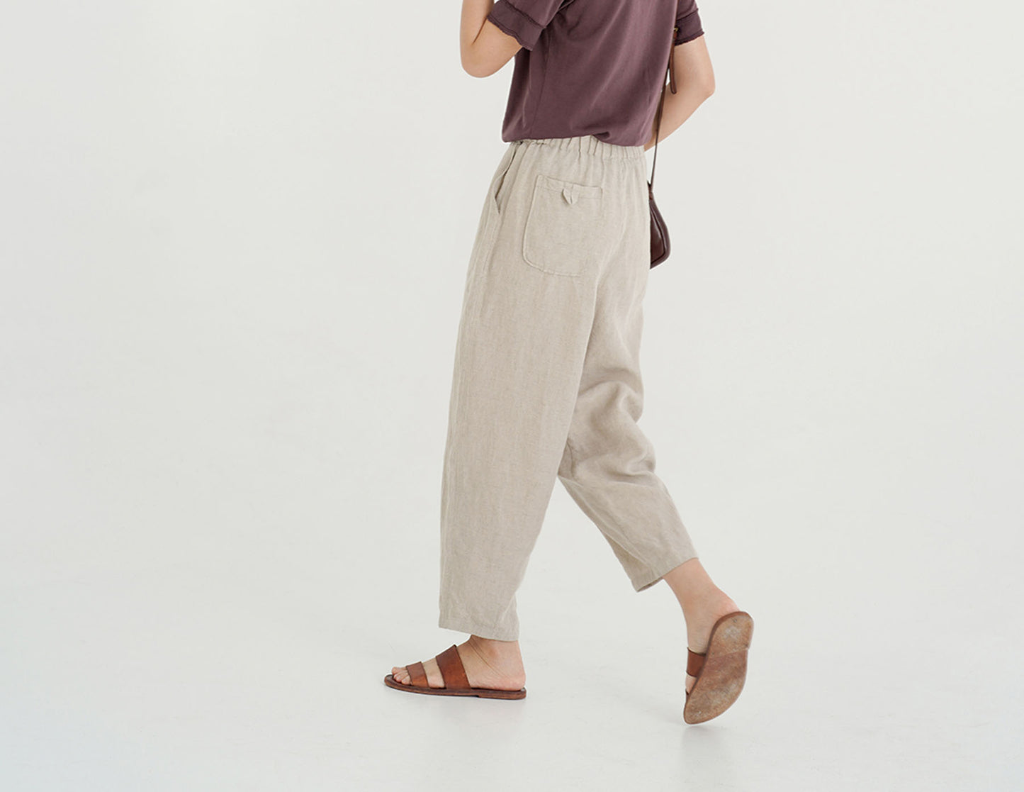 edoa Twin Patch Pockets Tapered Linen Pants
