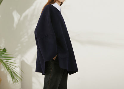 edoa Oversized Double-faced Wool Poncho Coat