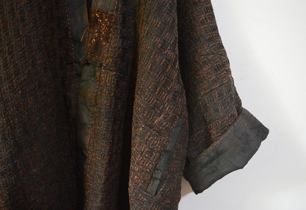 Mud Tussah Silk Tweed Kimono Coat co0242 X008