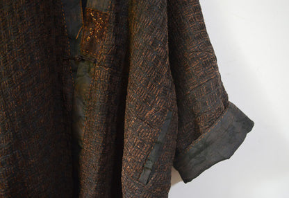 Mud Tussah Silk Tweed Kimono Coat co0242 X008