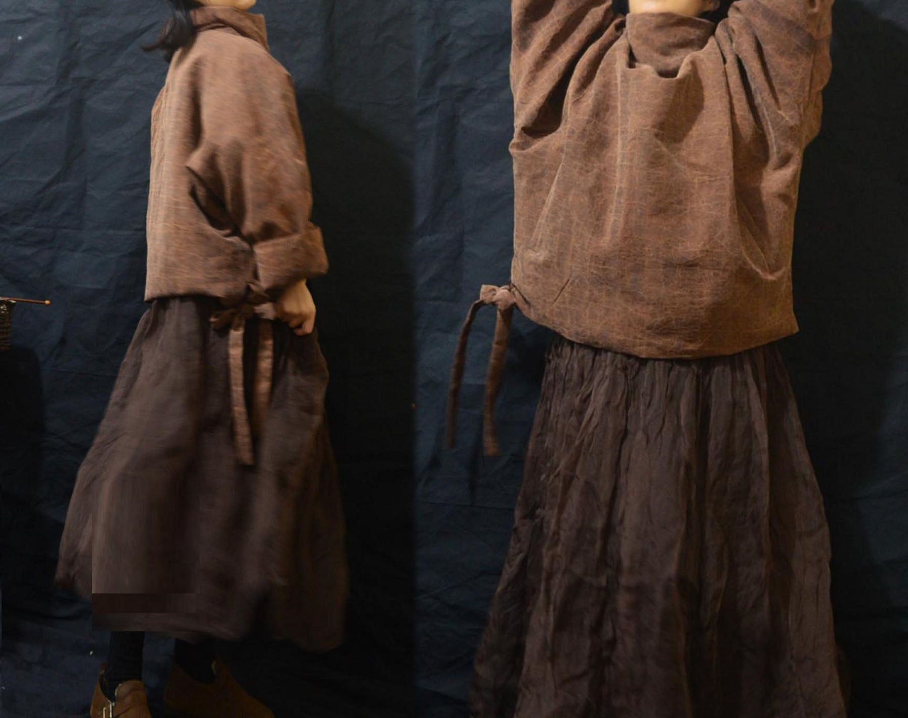 edoa Cracked Mud Silk Goose Down Turtleneck Coat 