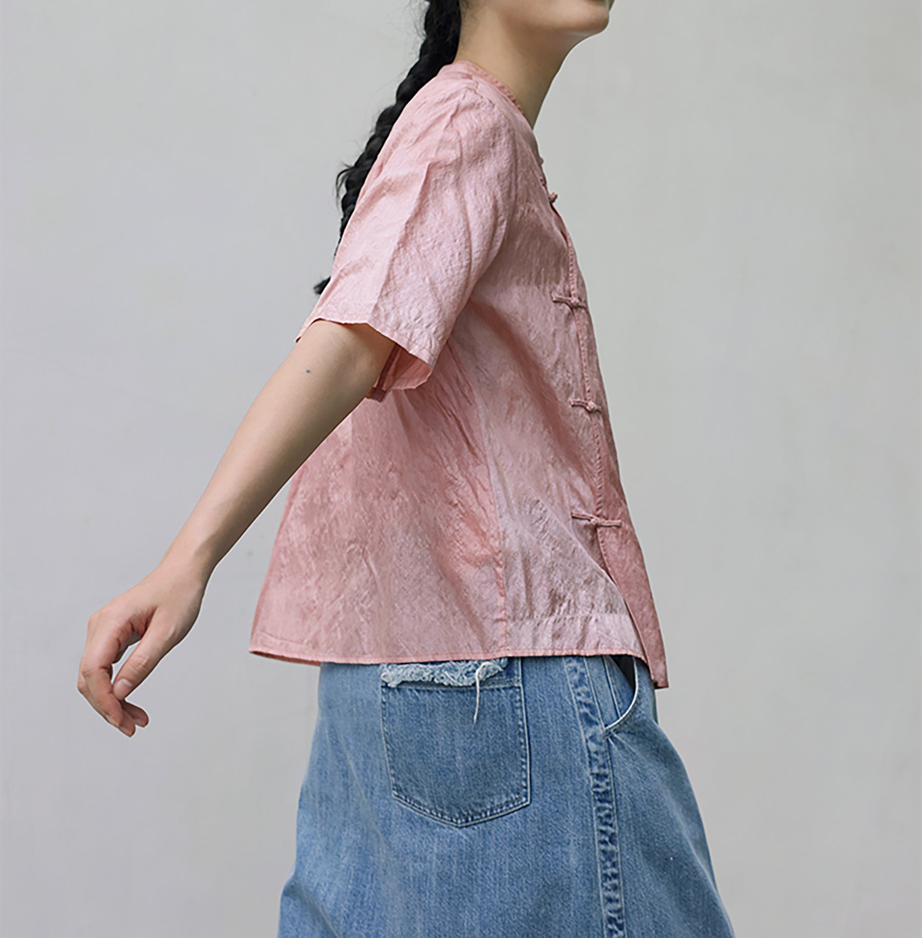 edoa Dupioni Tussah Silk Chinese Blouse