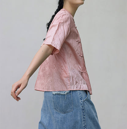 edoa Dupioni Tussah Silk Chinese Blouse