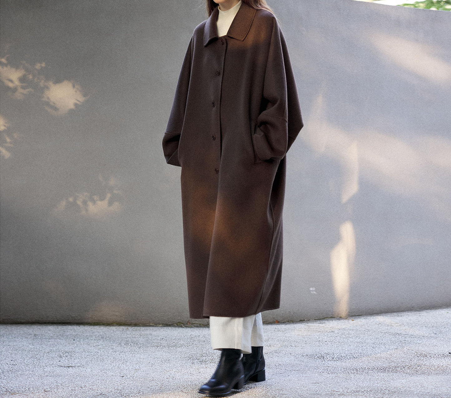 edoa Minimalist Double Faced Wool Oversized Coat 