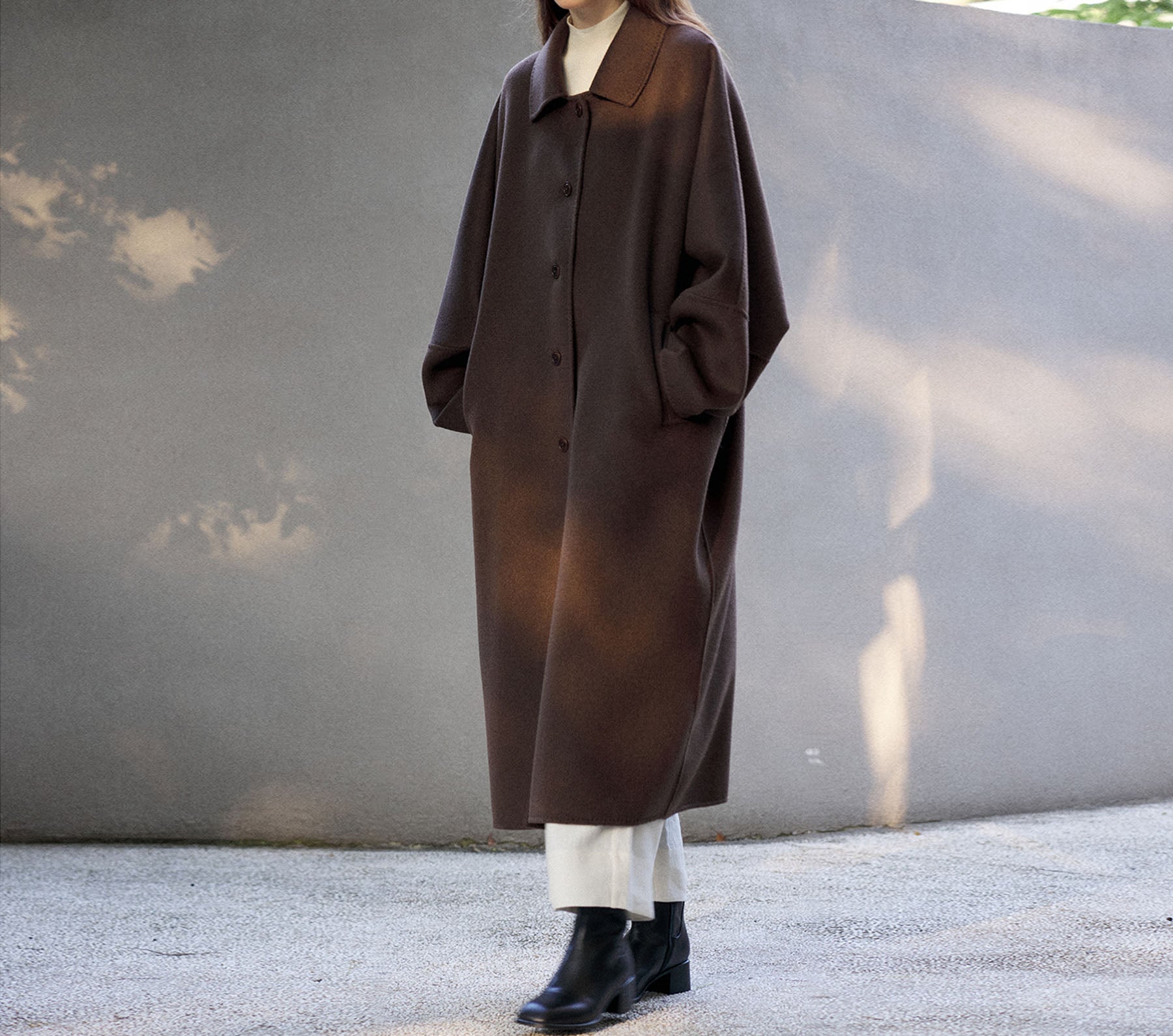 edoa Minimalist Double Faced Wool Oversized Coat 