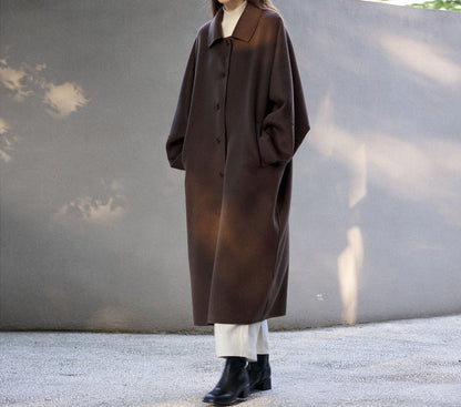 edoa Minimalist Double Faced Wool Oversized Coat 
