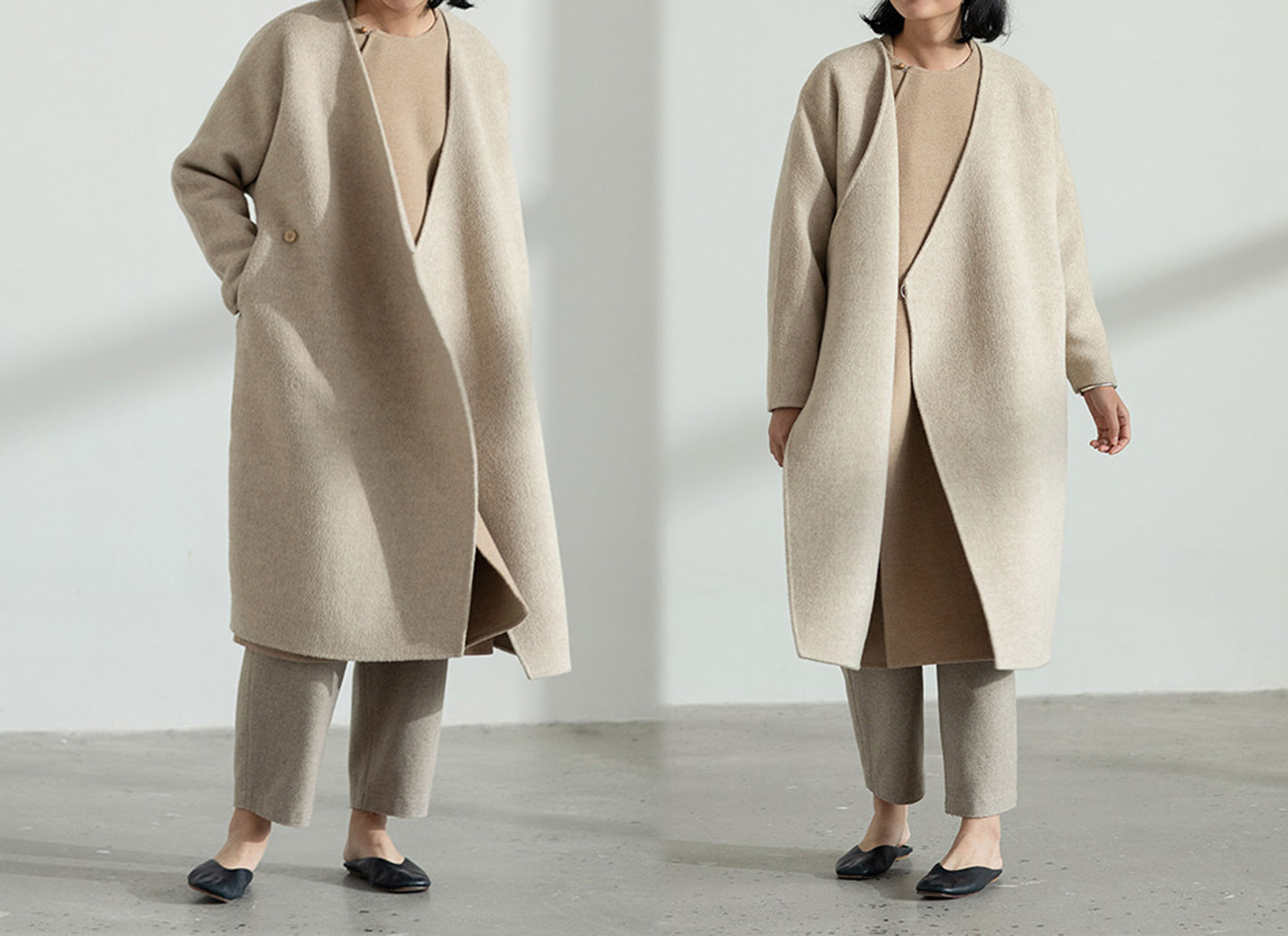 edoa Double Faced Wool Qipao Coat 