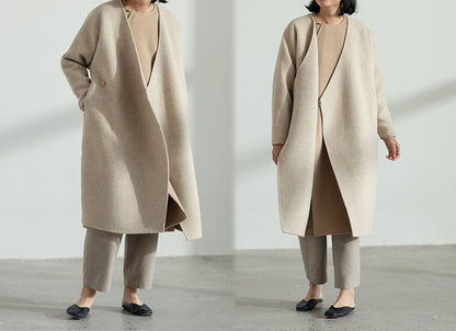 edoa Double Faced Wool Qipao Coat 