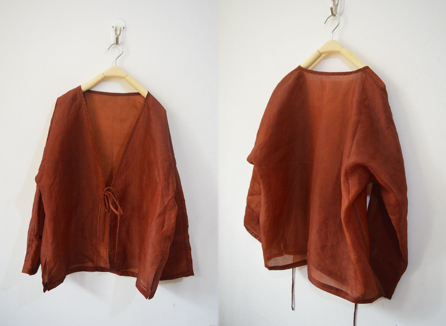 edoa Sheer Mud Silk Satin-organza Blazer
