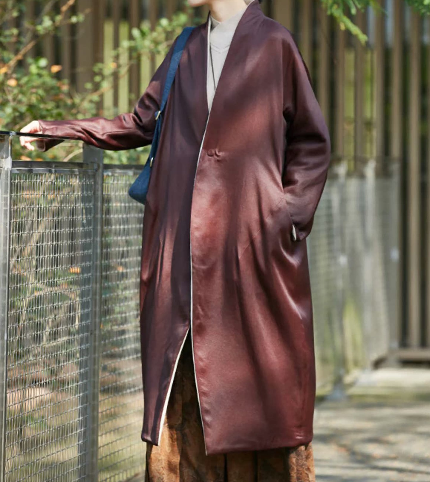 edoa Reversible Double Face Wool and Mud Silk Hanfu Coat 