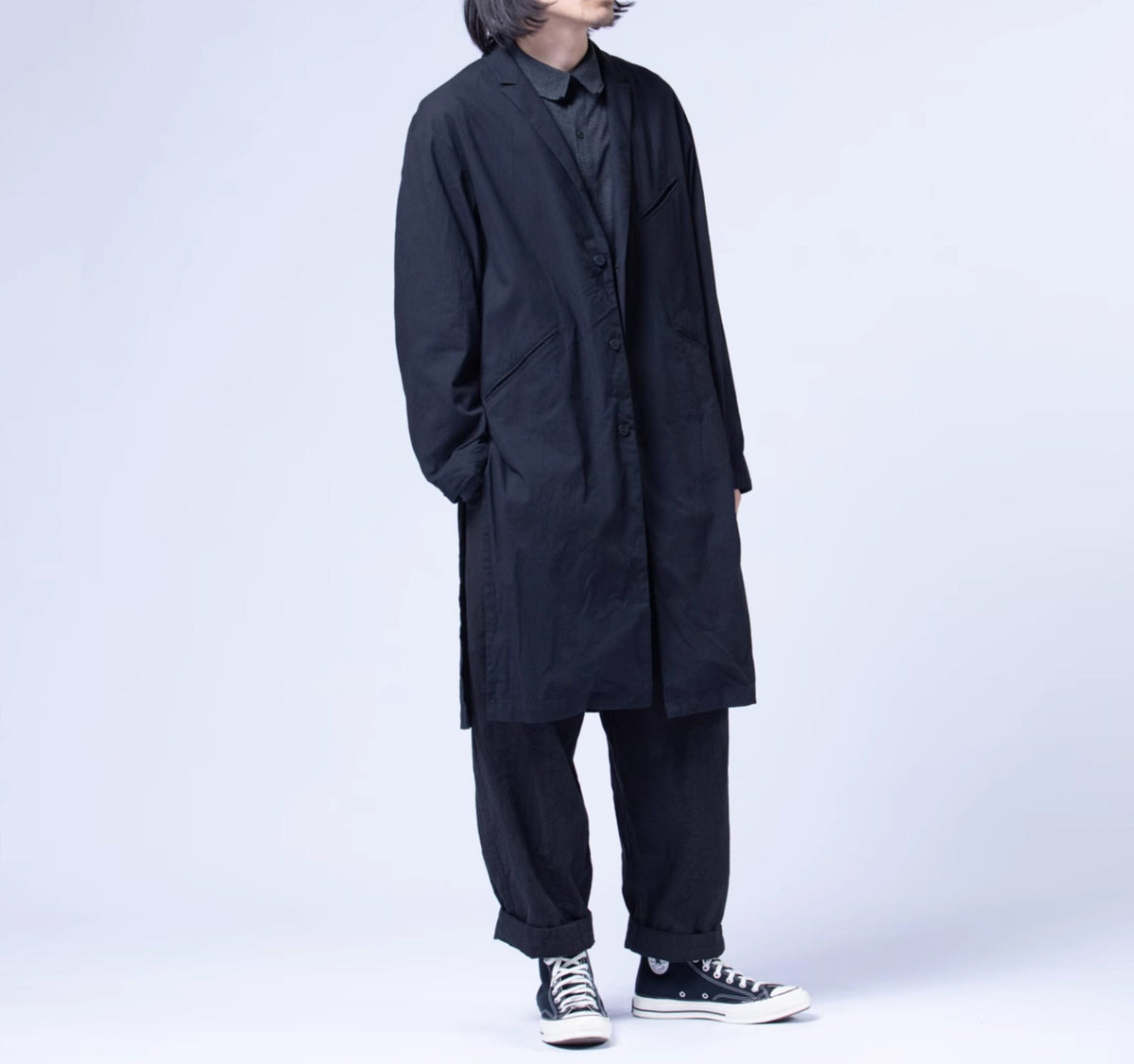 edoa Loose Men's Lightweight Stretched Cotton Minimalism Coat