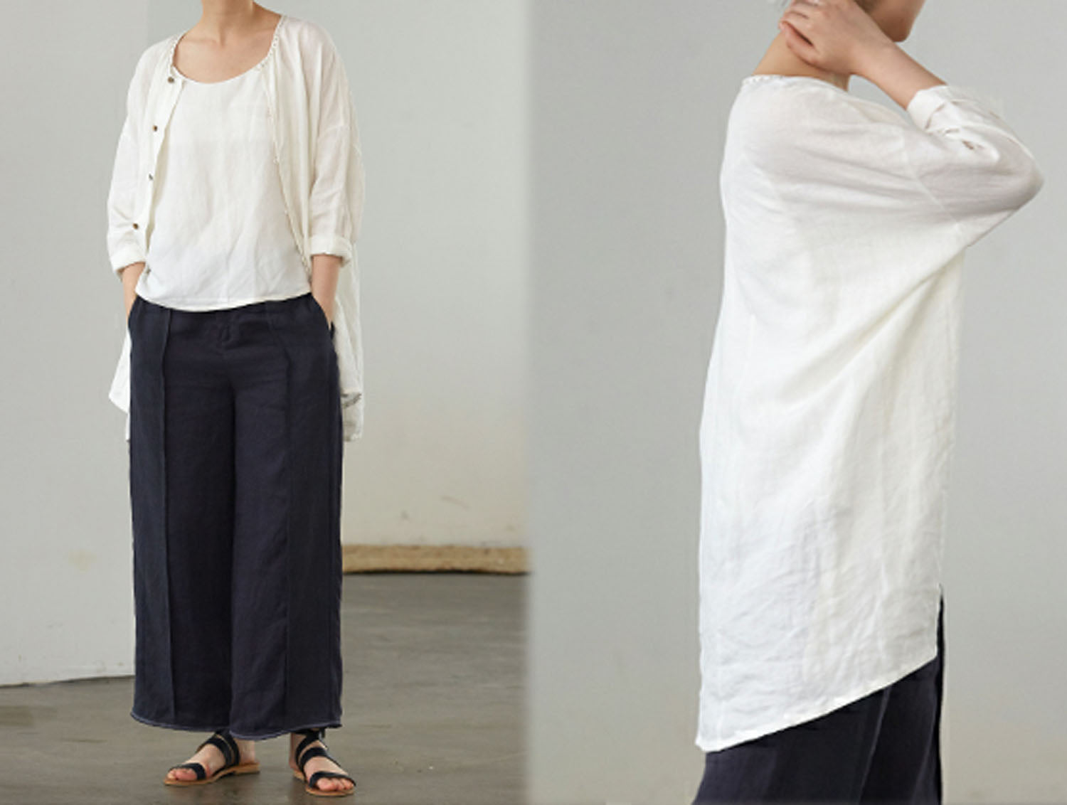 edoa Off White French Linen Jacket