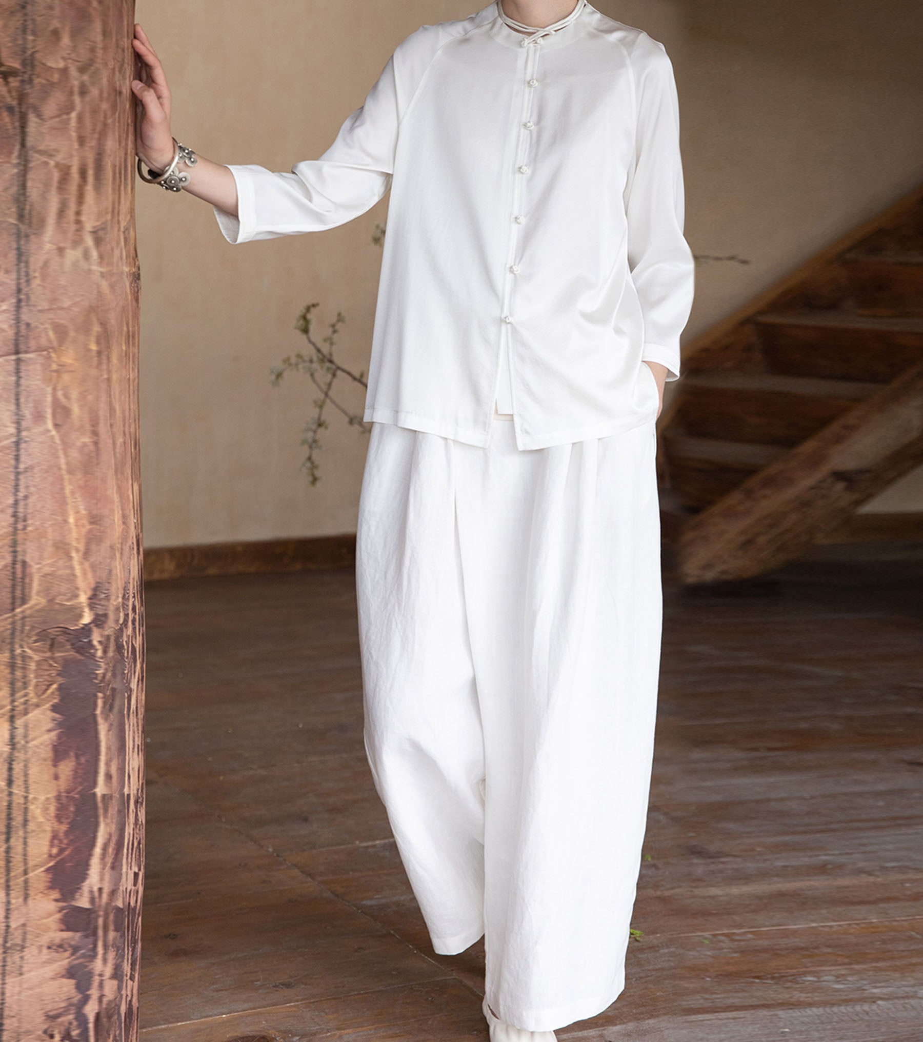 edoa Heavy Weight Linen Wide-leg Pants 