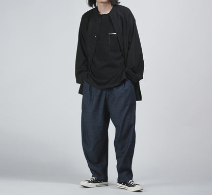 edoa Casual Loose fit Chinese Style Stand Collar Thin Woolen Kung Fu Over Shirt