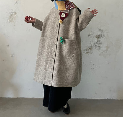 edoa Winter Boiled Wool Oversized Coat