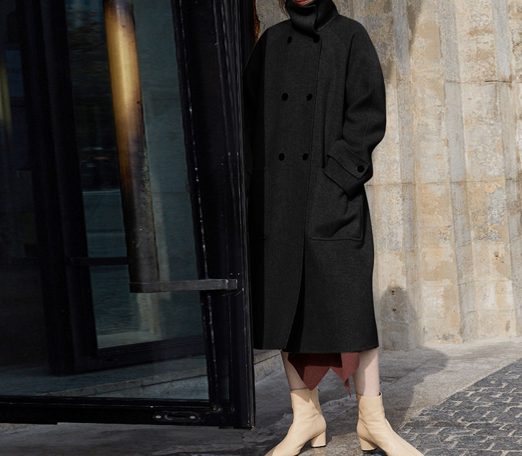 edoa Double Faced Wool Double-breasted Coat