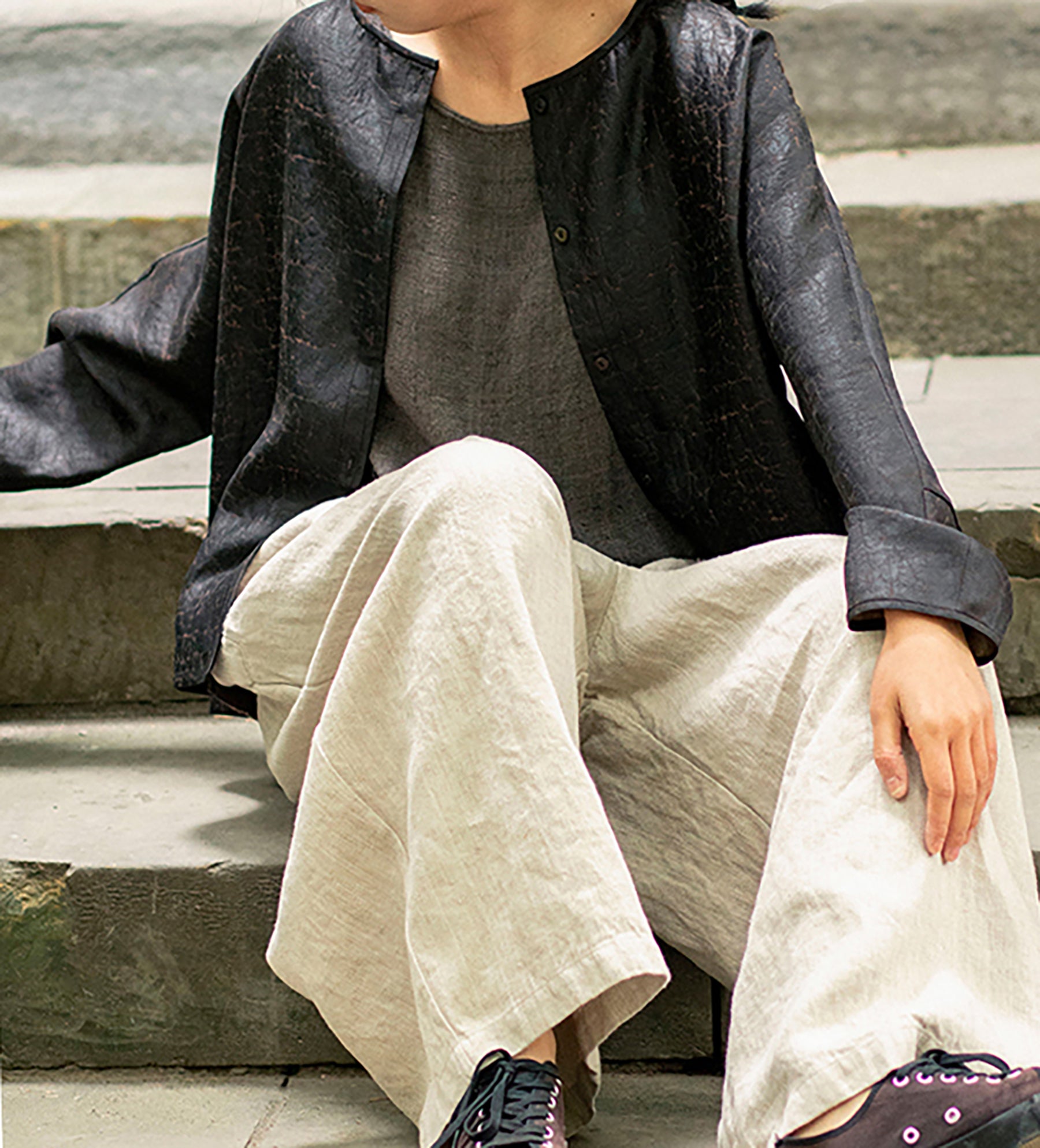 edoa Cracked Mud Silk Over Shirt