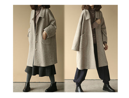 edoa Loose Boxy Boiled Wool Coat
