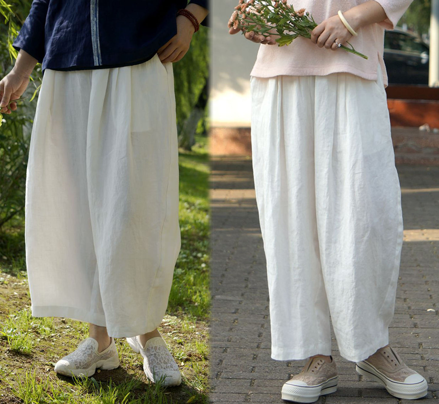 edoa Linen Crop Kung Fu Pants