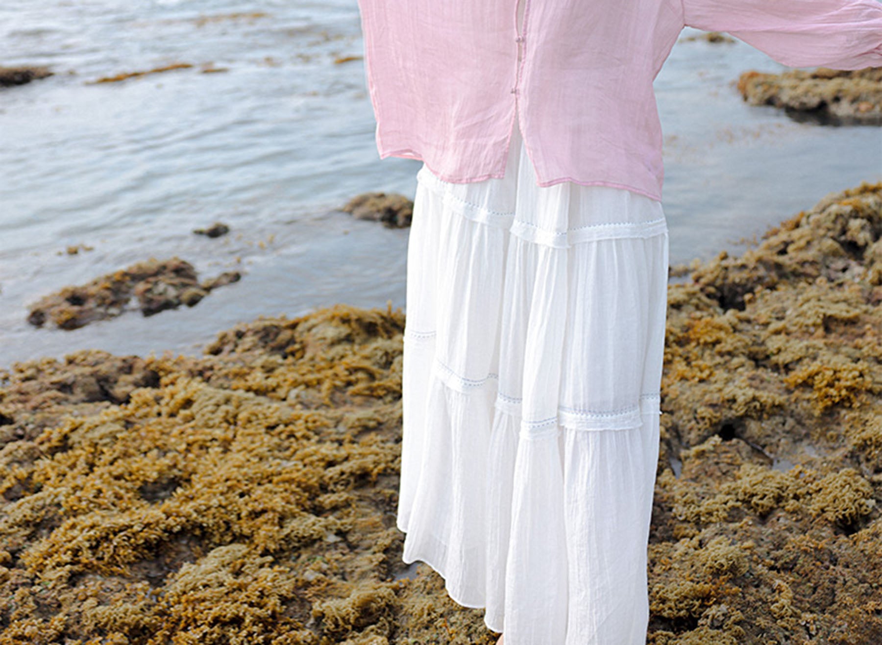 edoa Crinkled Tiered Maxi Skirt
