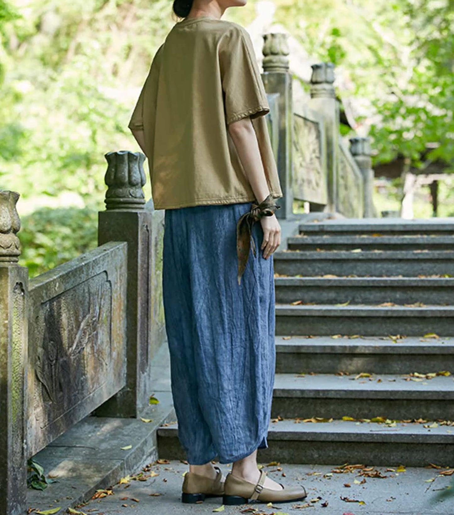 edoa Crinkled Tie Dyied Linen Pants