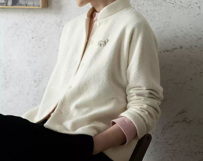 edoa Boiled Wool Short Chinese Coat