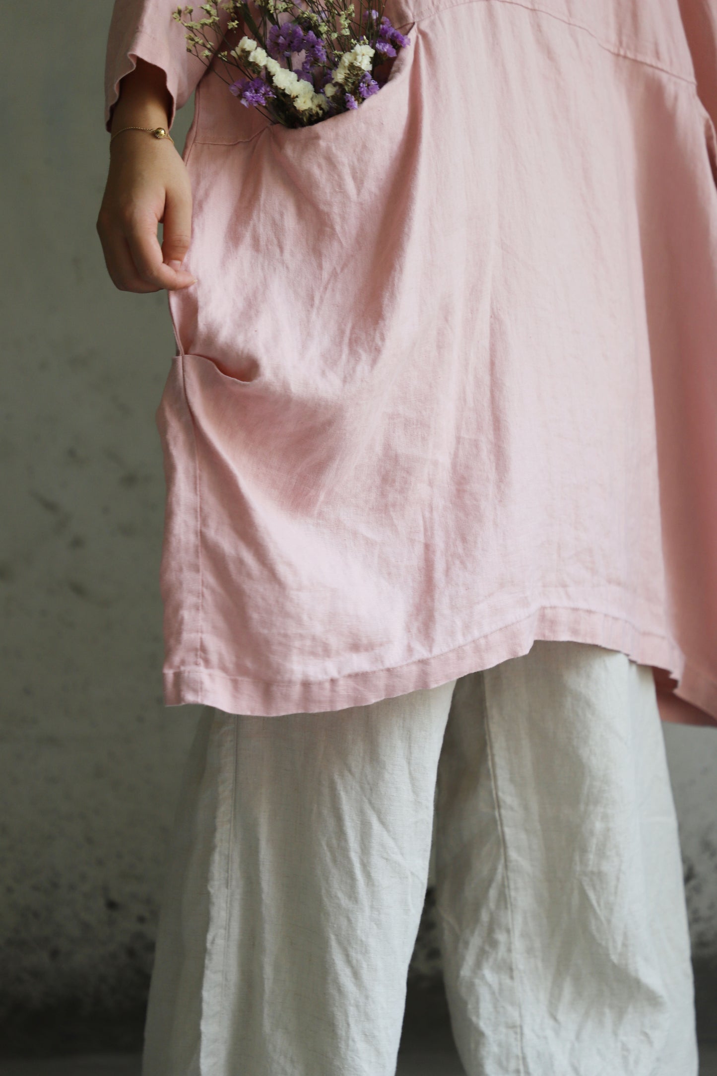 edoa Oversized Linen Smock Top Tunic