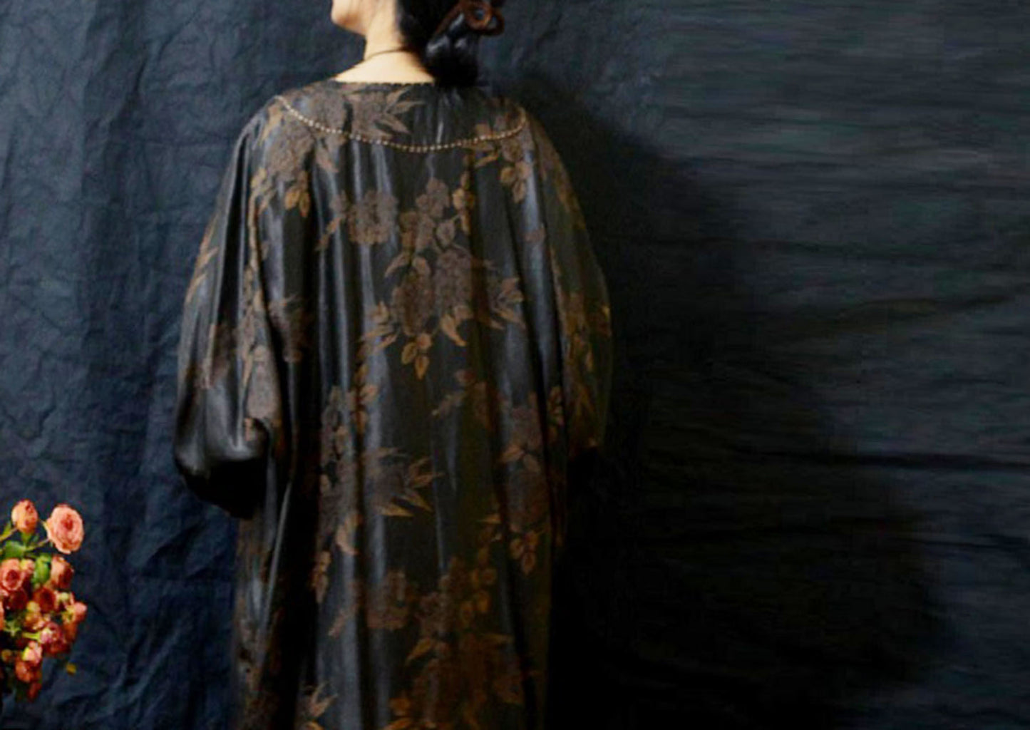 edoa Mud Silk Rayon Blend Jacquard Qipao